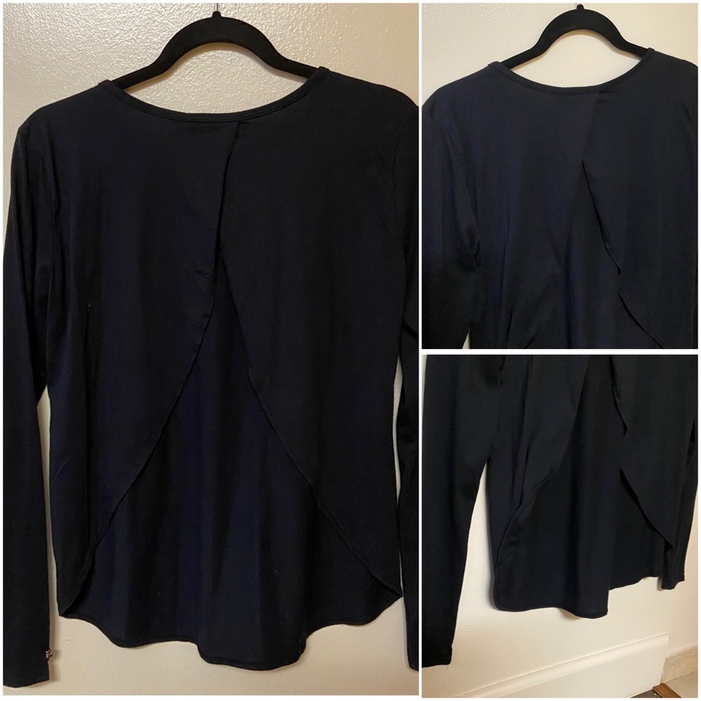Fabletics Black Open Back Long Sleeve Small